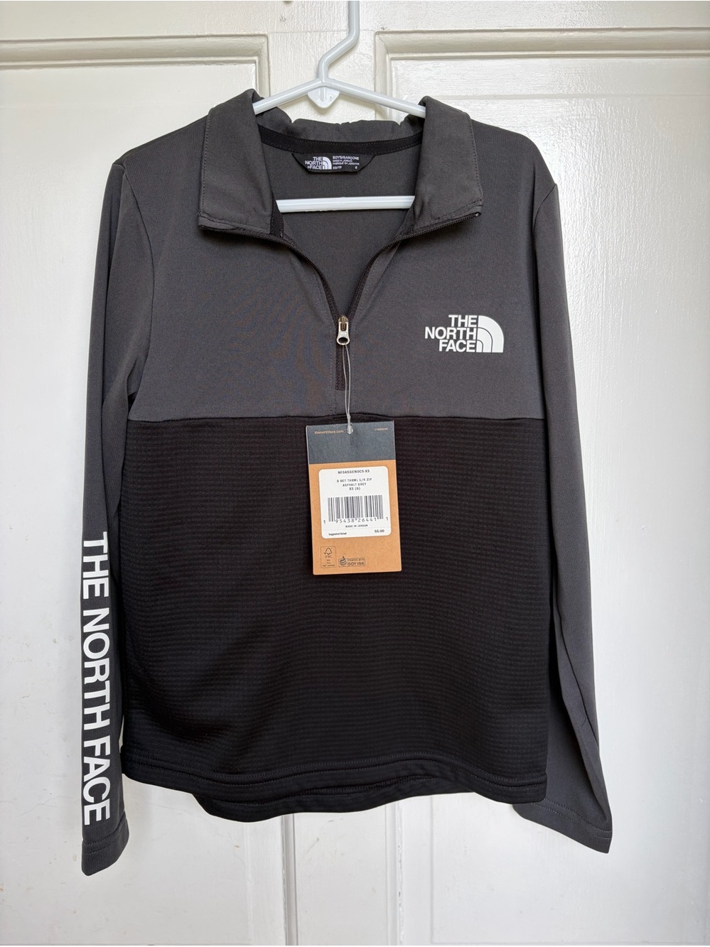 The North Face Black Gray Quarter-Zip Pullover size 6